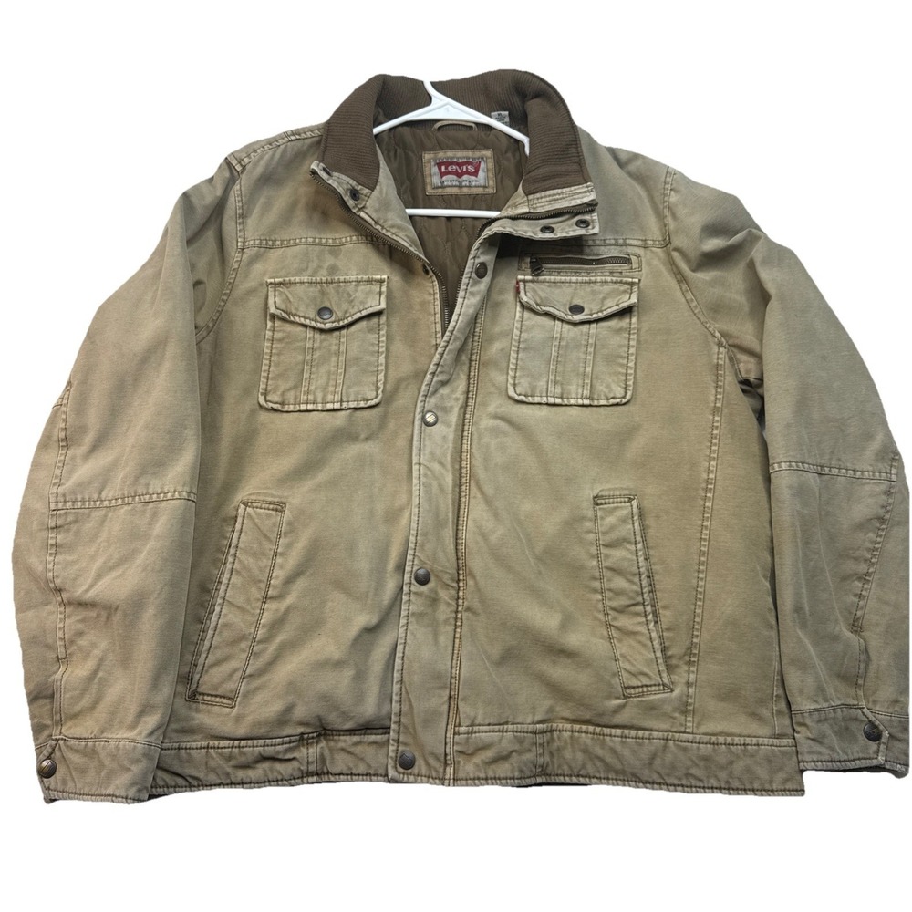 Levi's Canvas Trucker Jacket Quilted XL Lined Barn Chore Utility Twill Outdoors